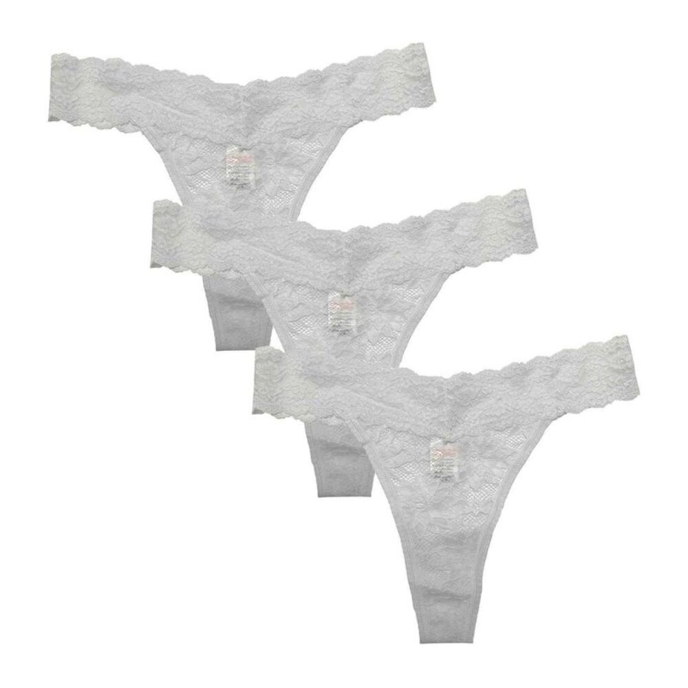 Be You Womens/Ladies Floral Lace Thong (Pack of 3) / White